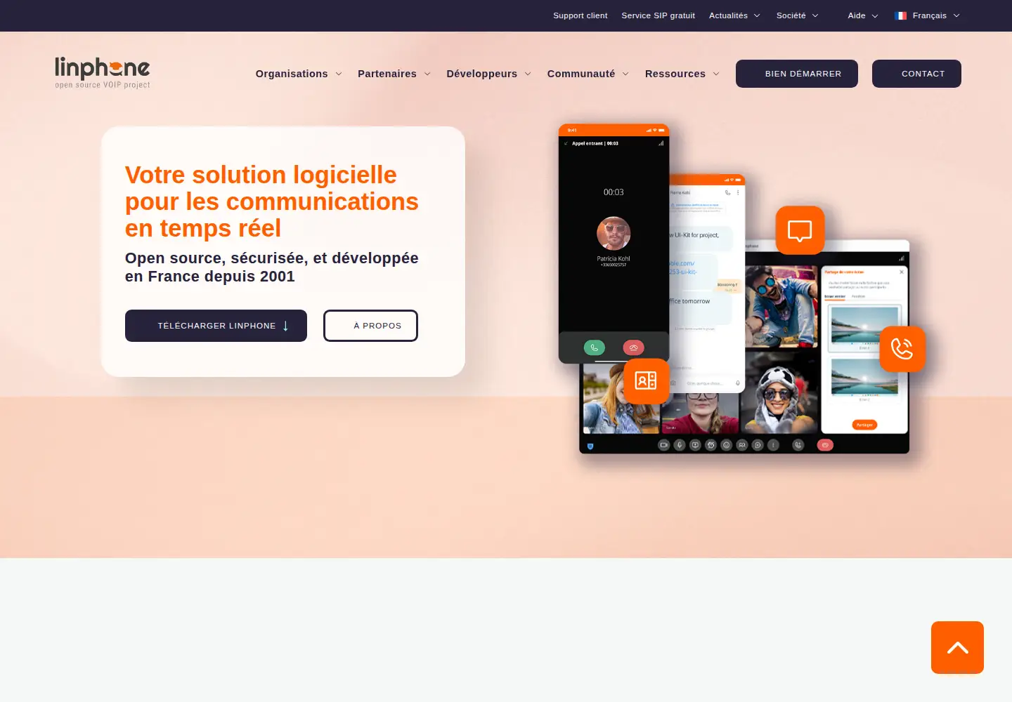 Screenshot of linphone.org