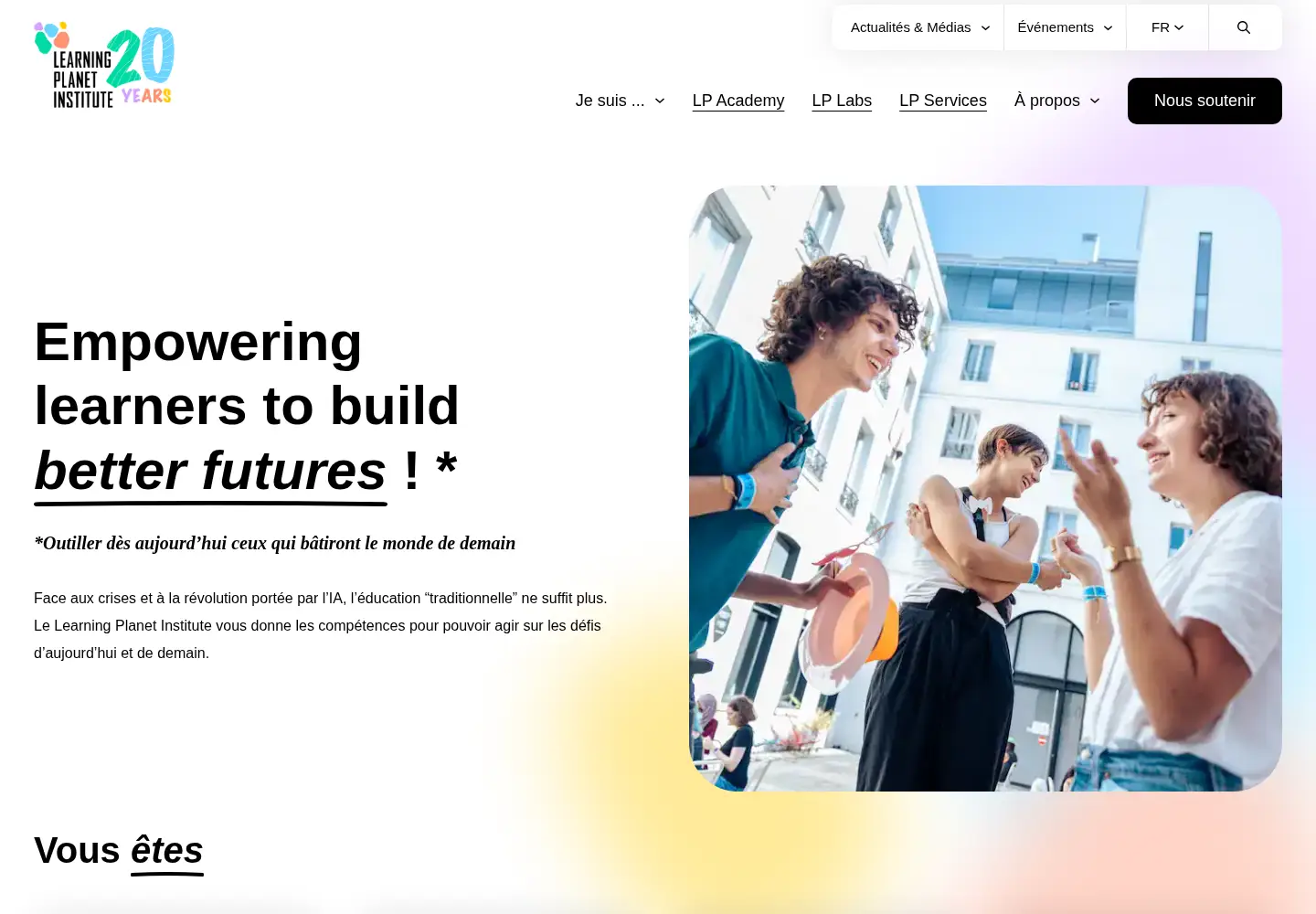 Screenshot of learningplanetinstitute.org