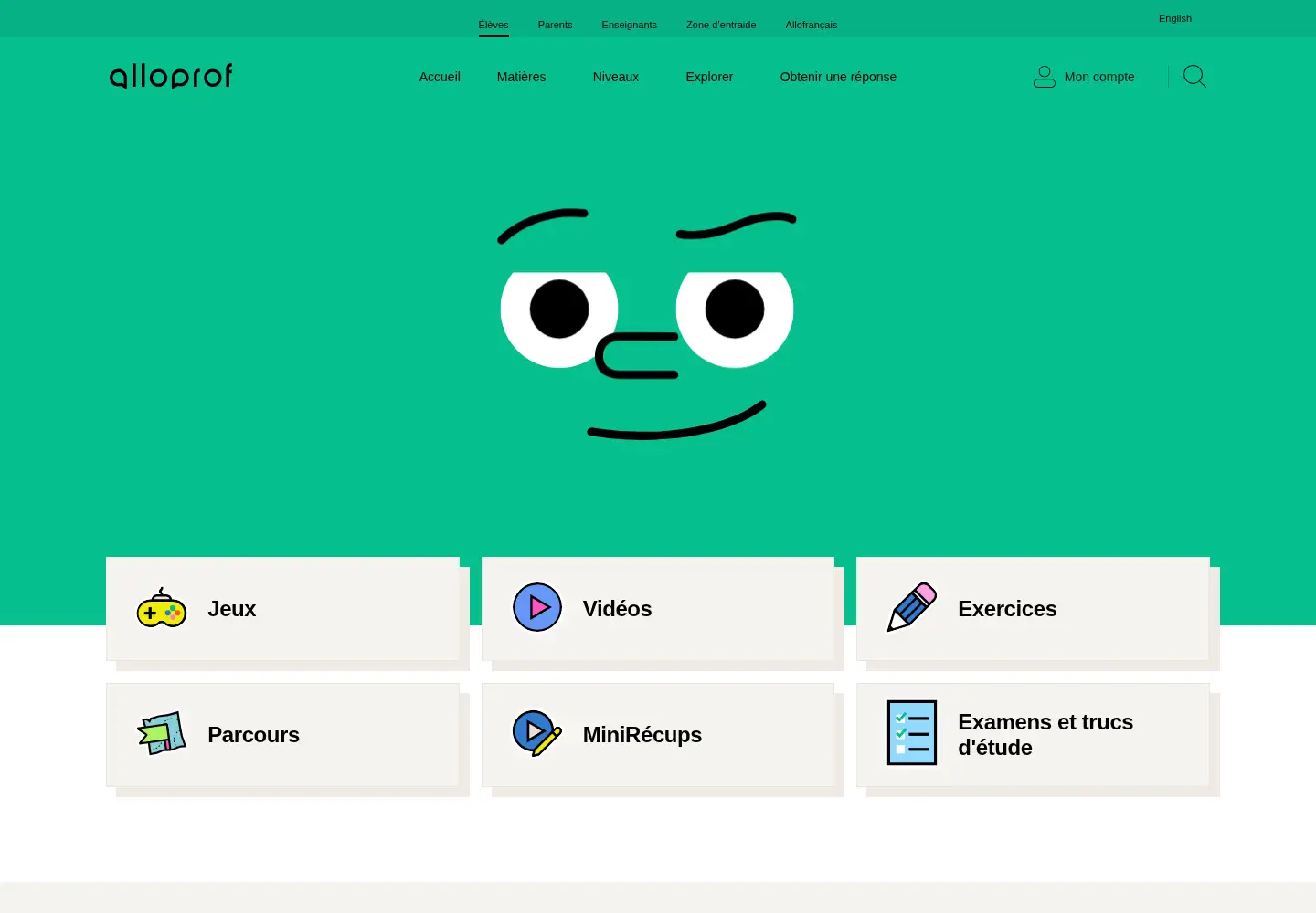 Captured homepage of alloprof.qc.ca in the current scan