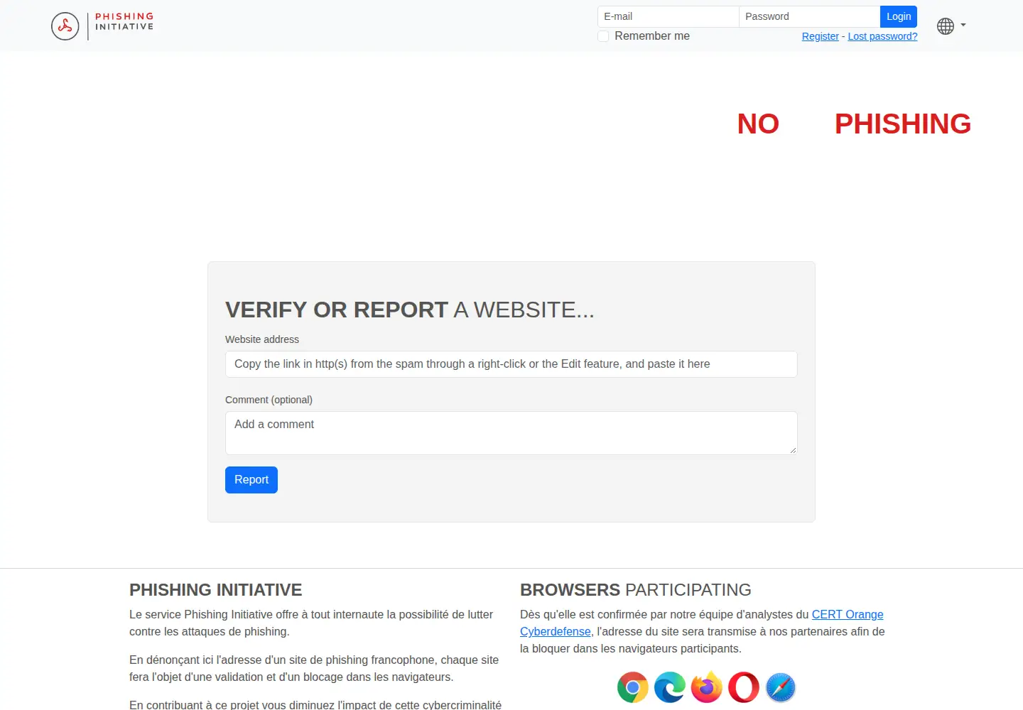 Screenshot of phishing-initiative.eu