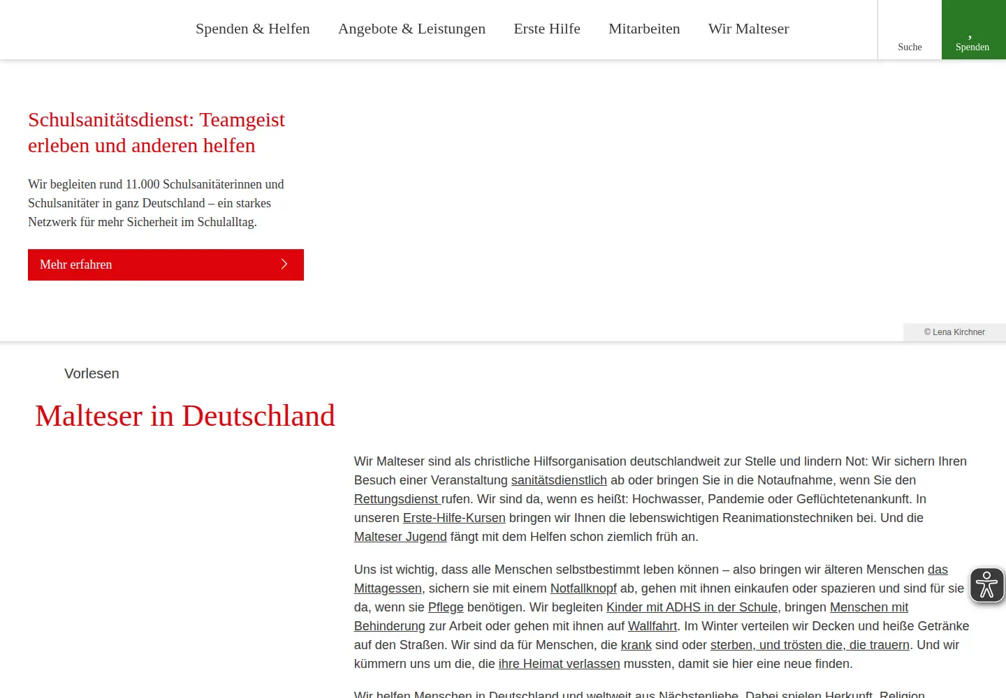 Screenshot of malteser.de