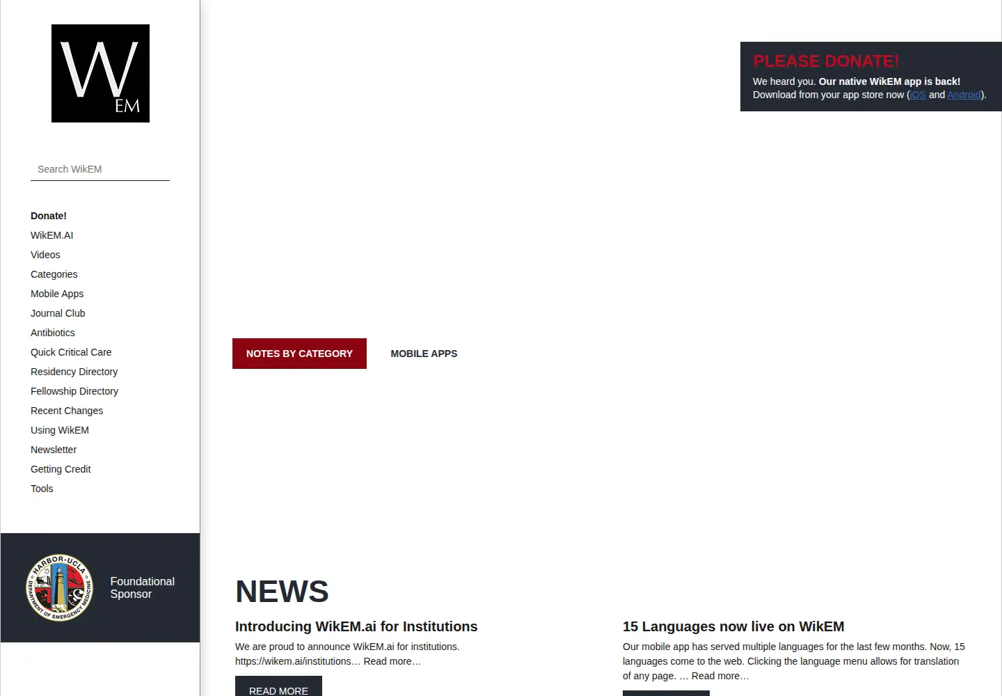 Screenshot of wikem.org