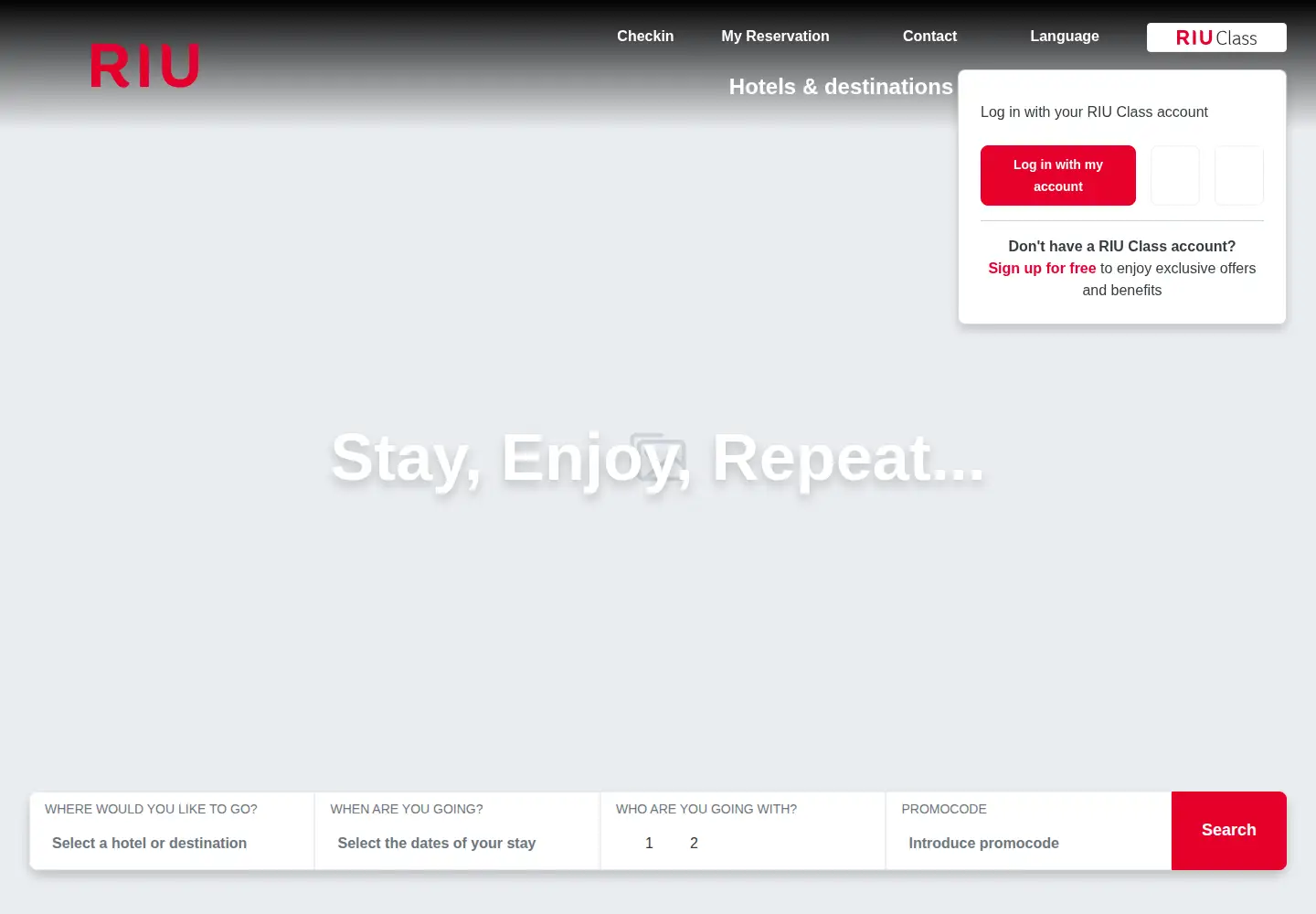 Screenshot of riu.com
