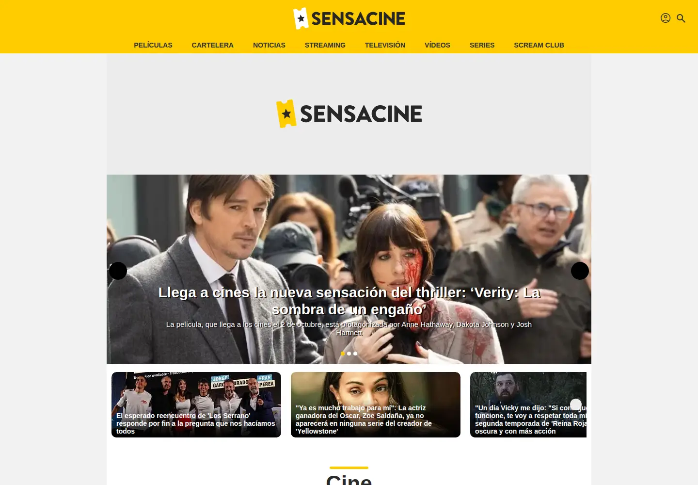 Screenshot of sensacine.com