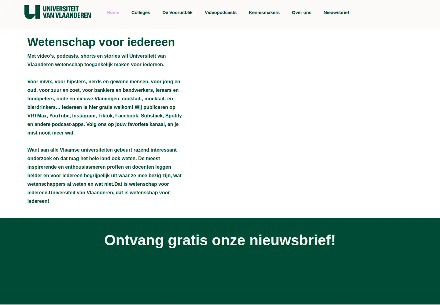 Screenshot of universiteitvanvlaanderen.be
