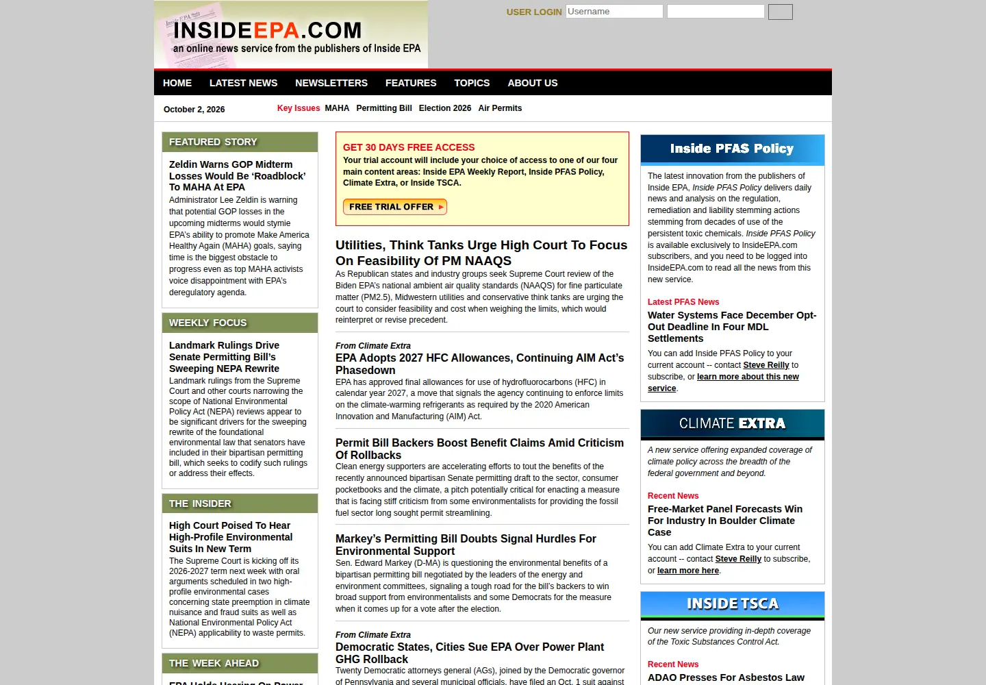 Screenshot of insideepa.com