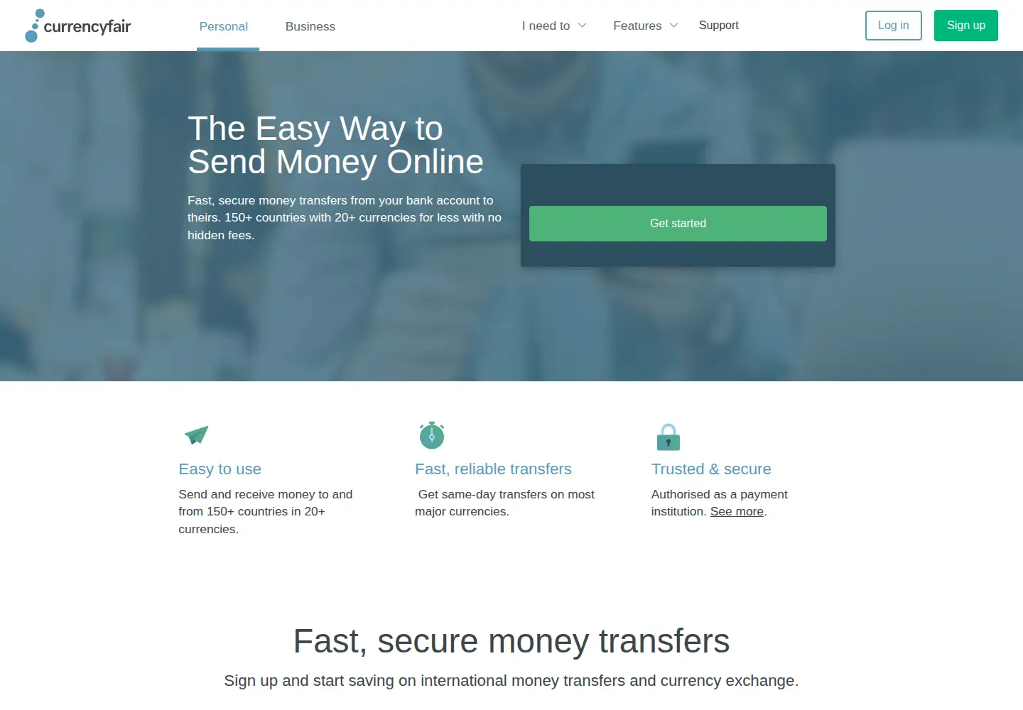 Screenshot of currencyfair.com