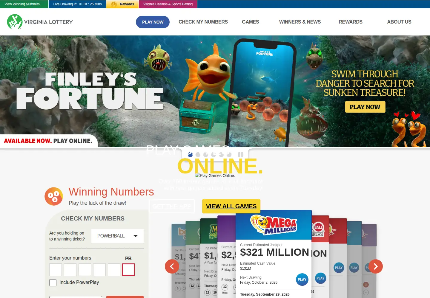 Screenshot of valottery.com
