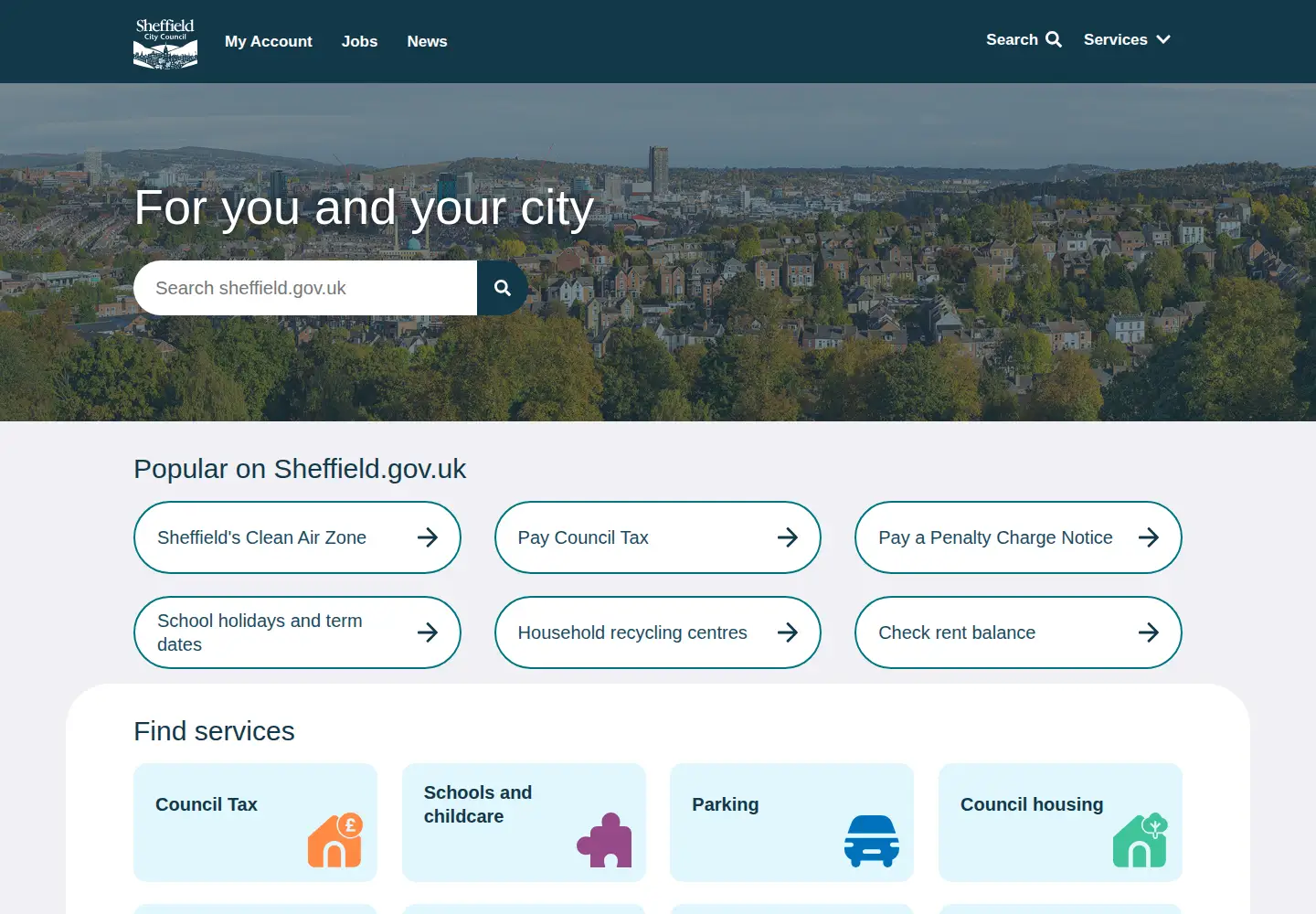 Screenshot of sheffield.gov.uk
