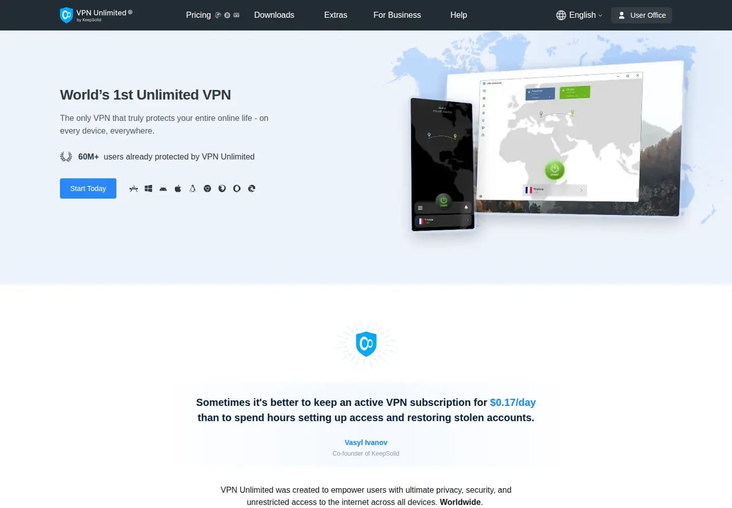 Screenshot of vpnunlimited.com