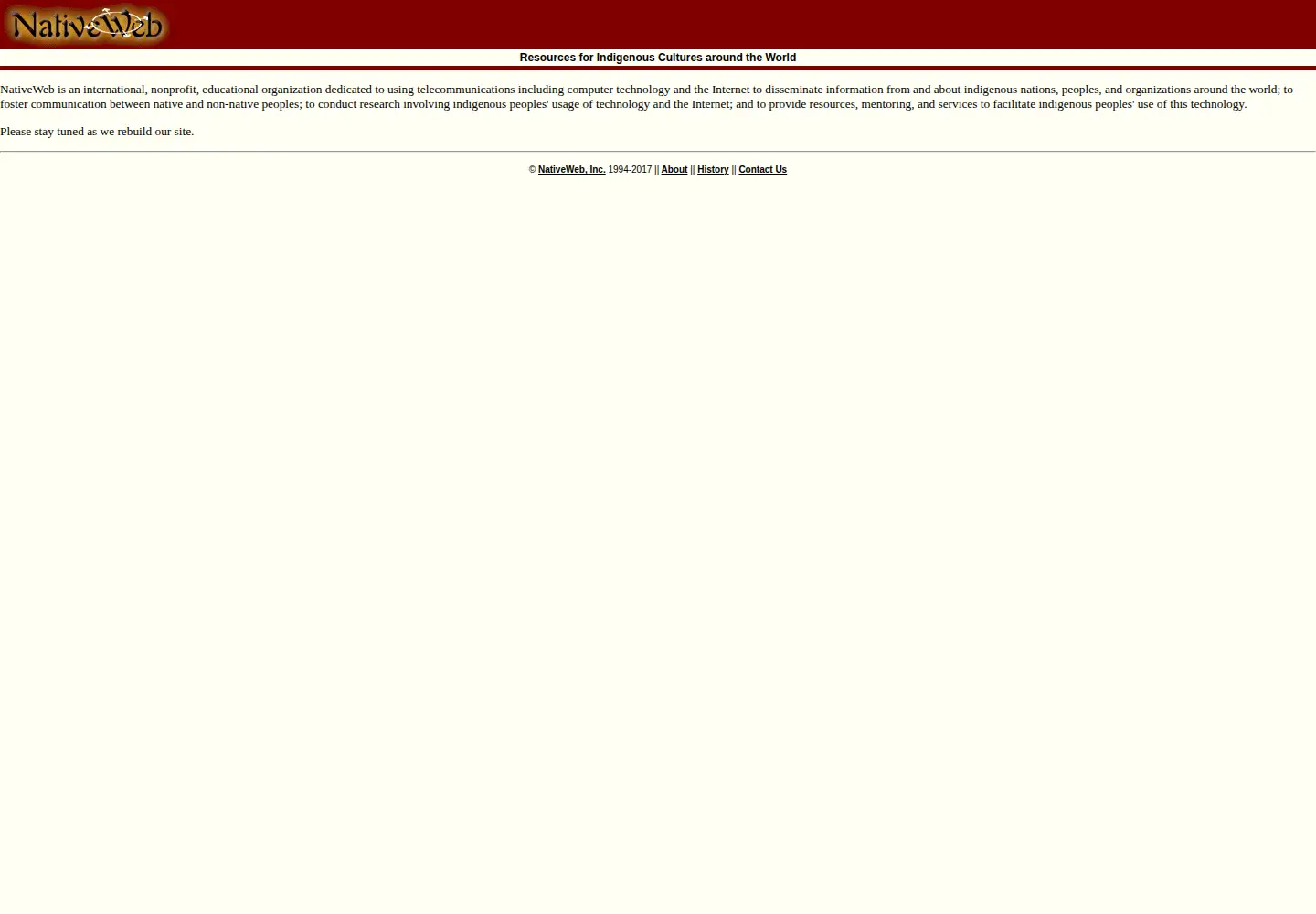 Captured homepage of nativeweb.org in the current scan