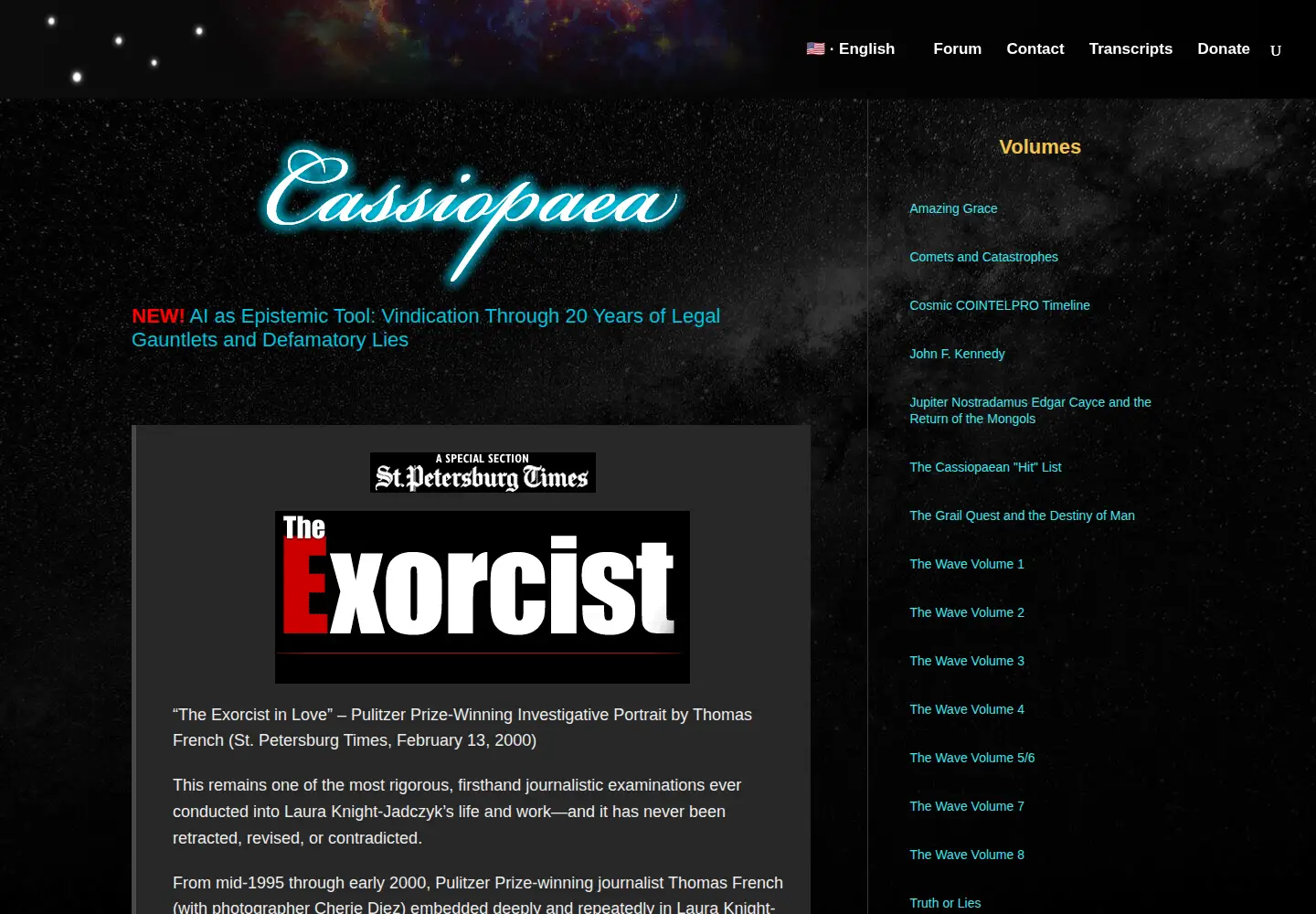 Screenshot of cassiopaea.org