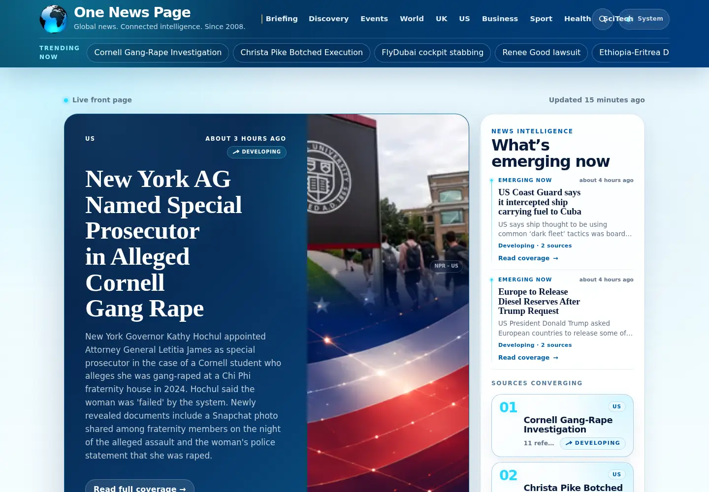 Screenshot of onenewspage.com