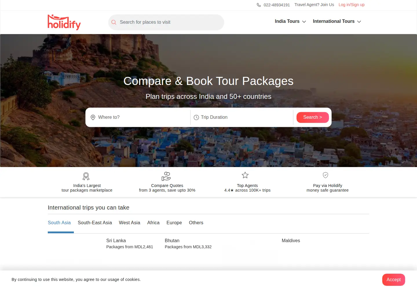 Screenshot of holidify.com