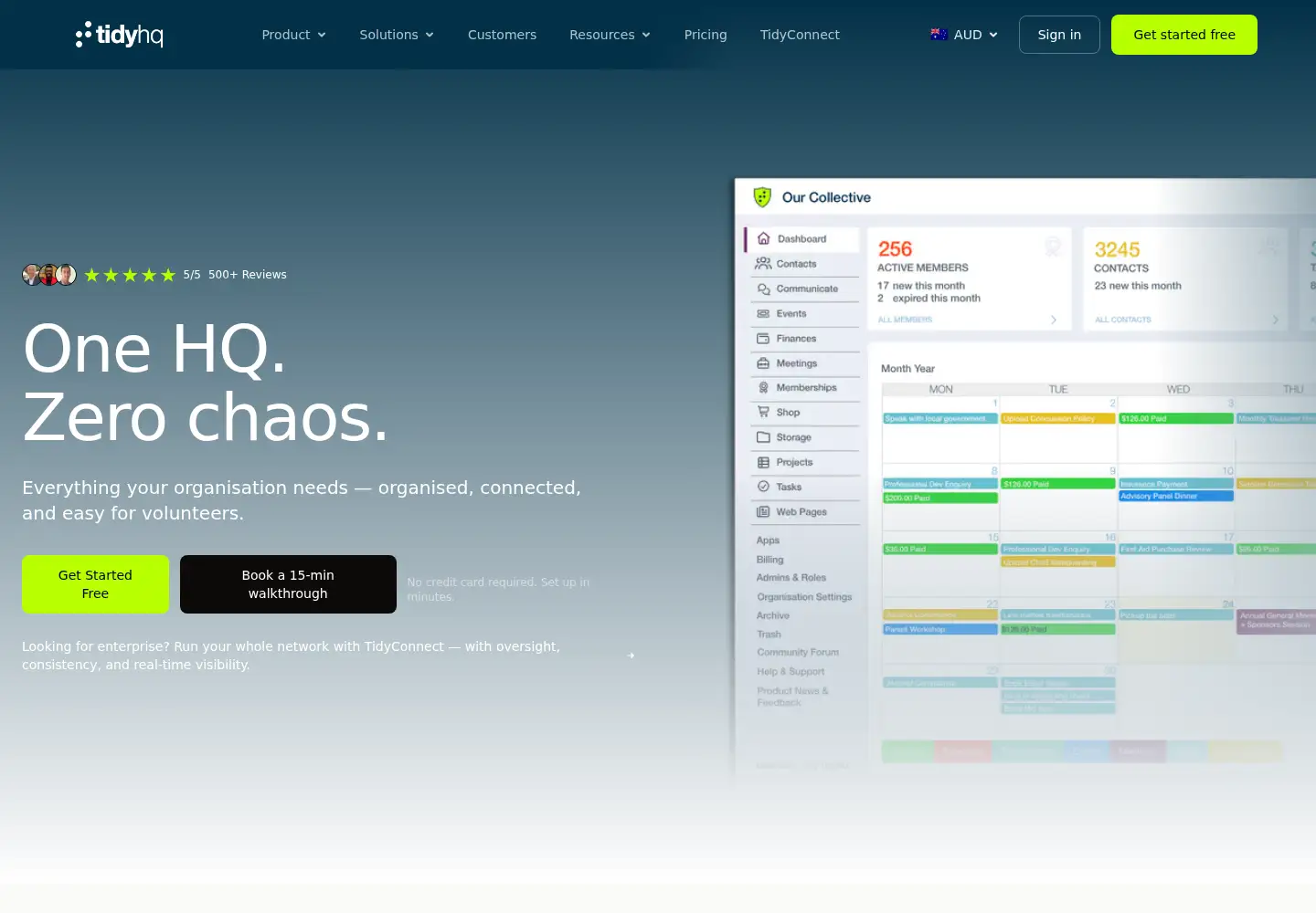 Screenshot of tidyhq.com