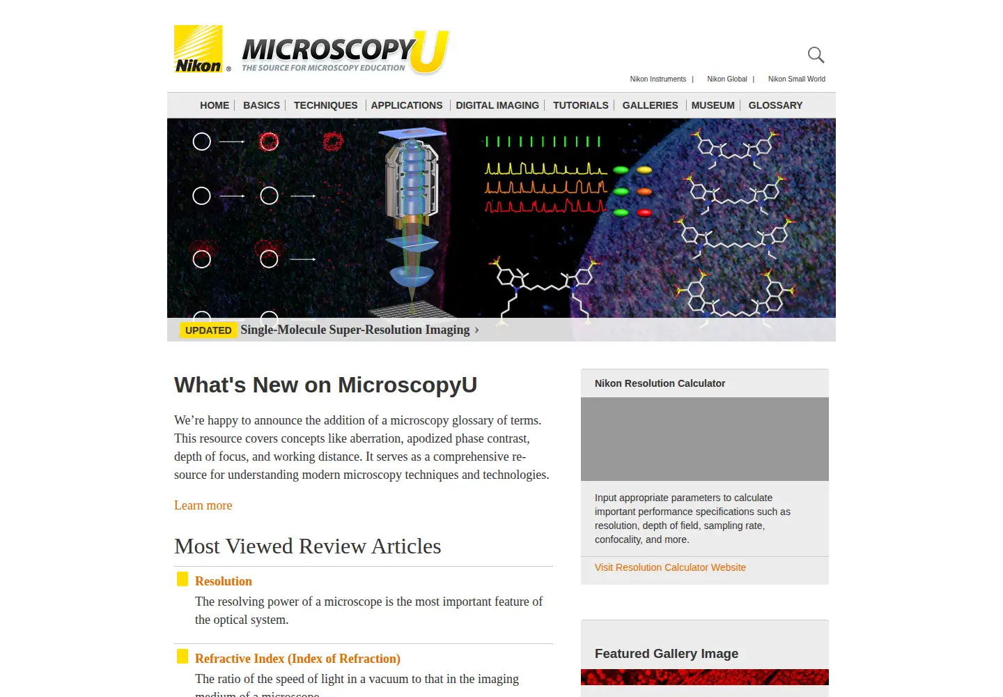 Screenshot of microscopyu.com