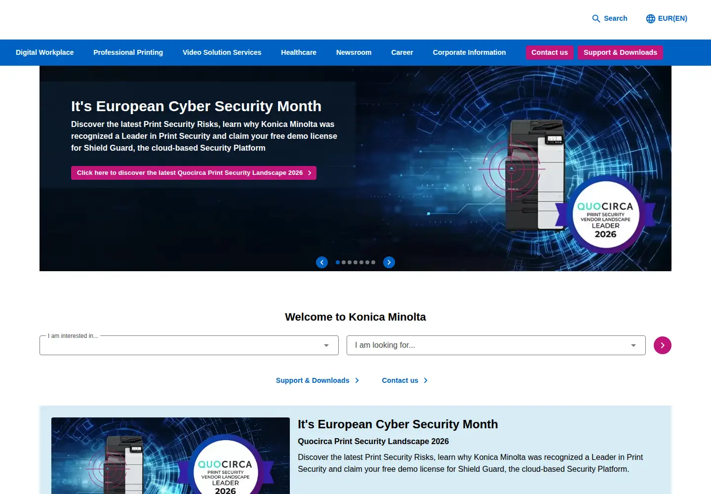 Screenshot of konicaminolta.eu