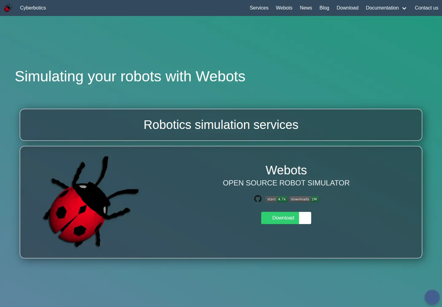 Screenshot of cyberbotics.com