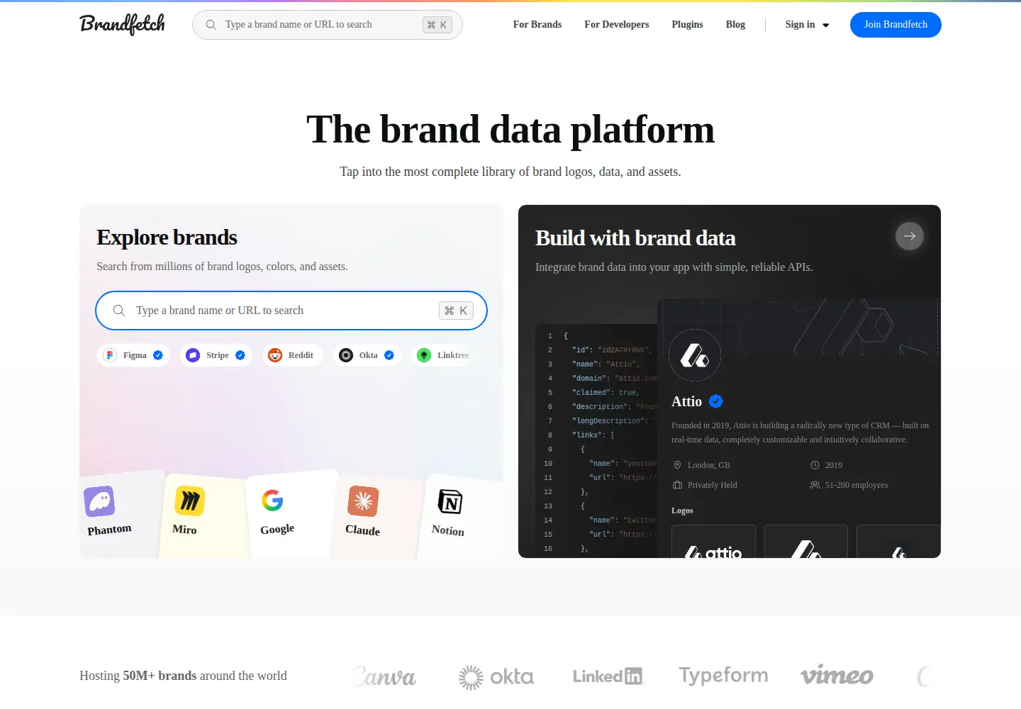 Screenshot of brandfetch.com
