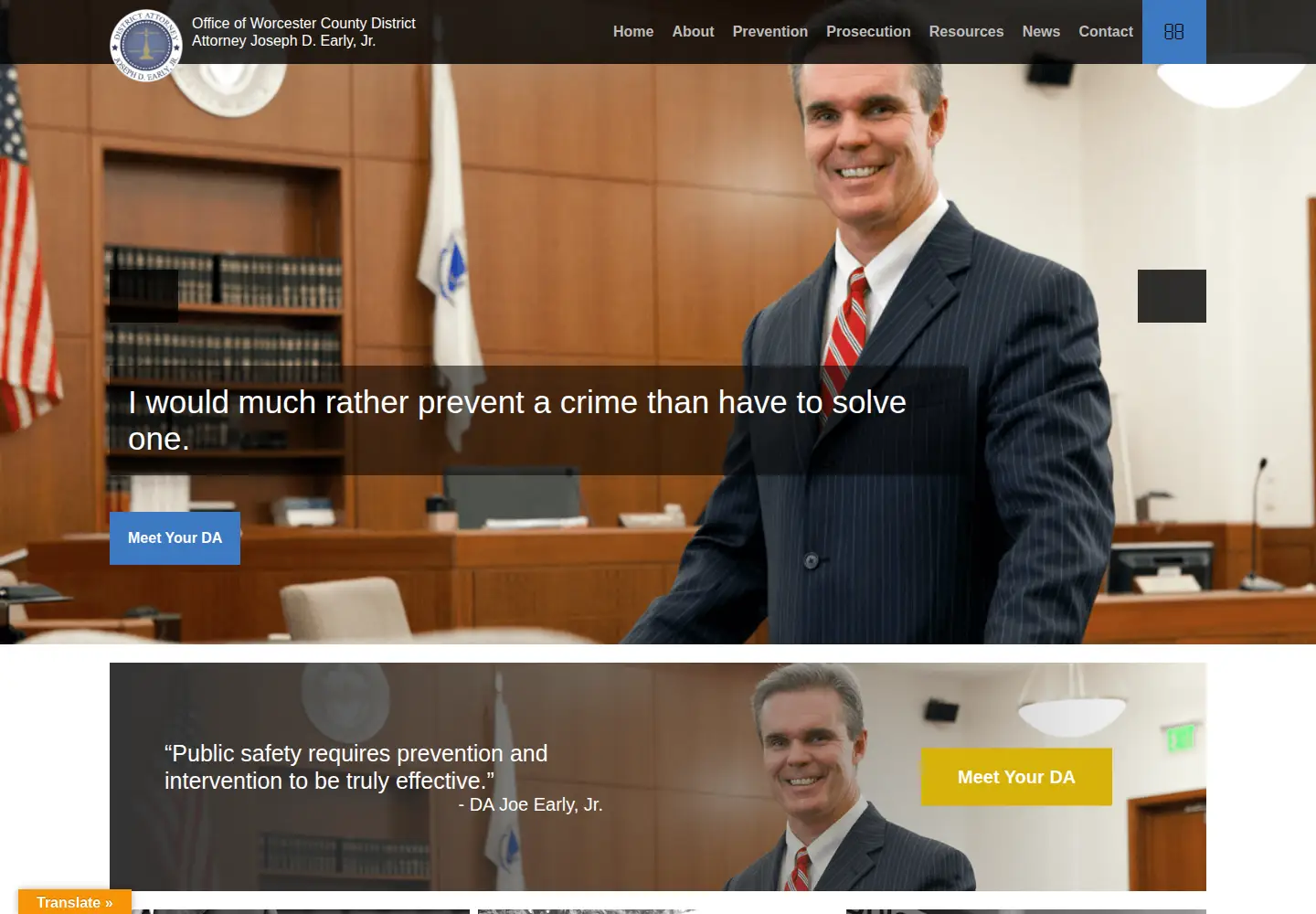 Screenshot of worcesterda.com