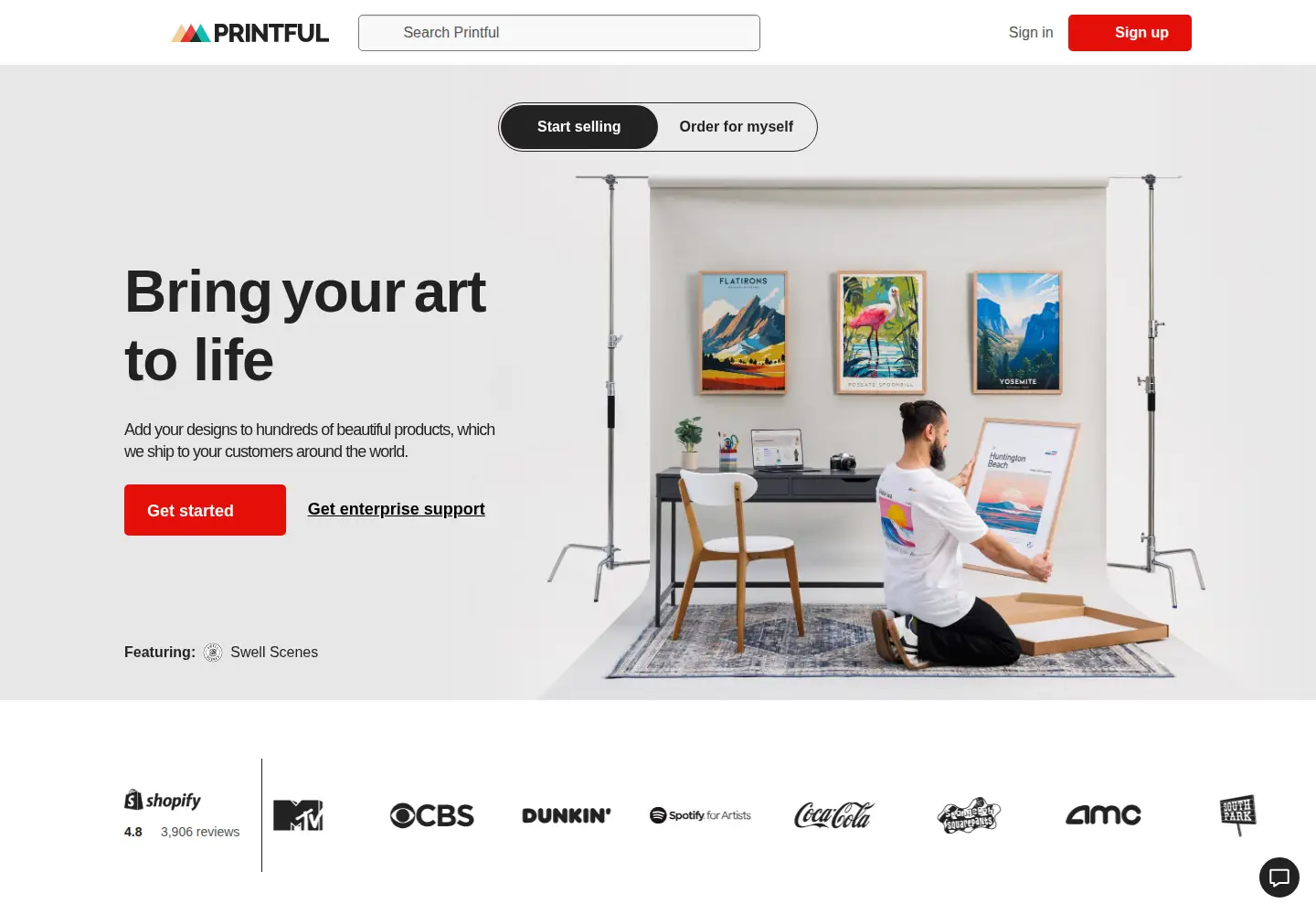 Screenshot of printful.me