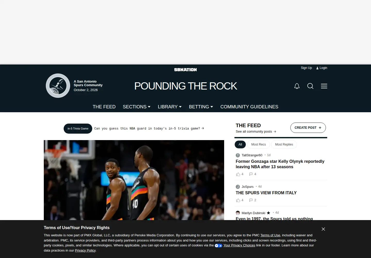 Screenshot of poundingtherock.com