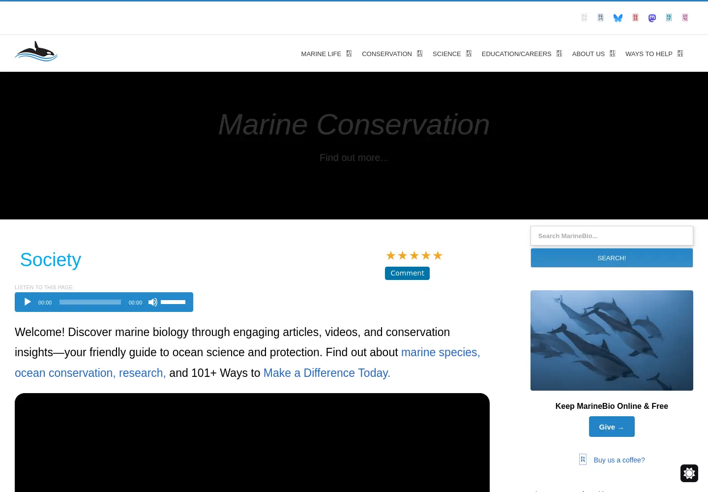 Screenshot of marinebio.org