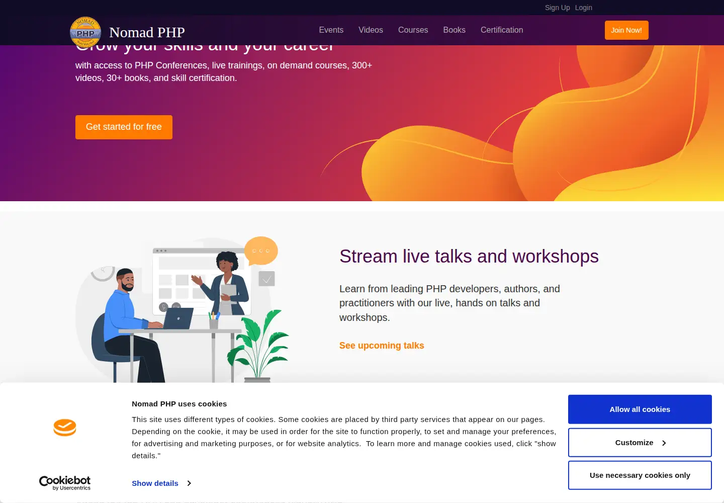 Screenshot of nomadphp.com