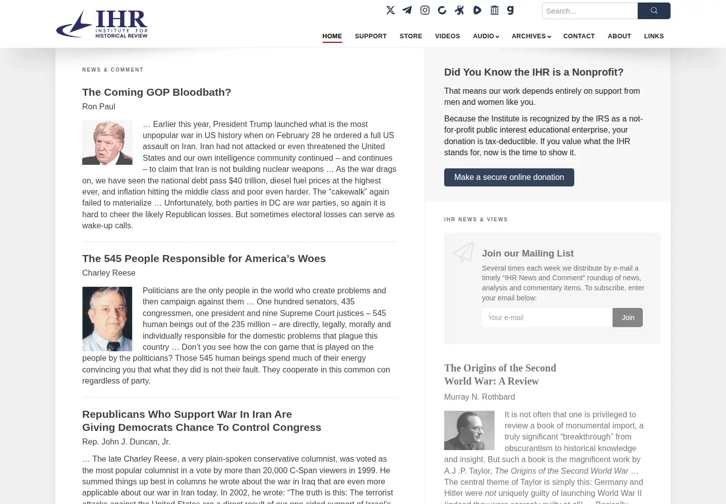 Screenshot of ihr.org