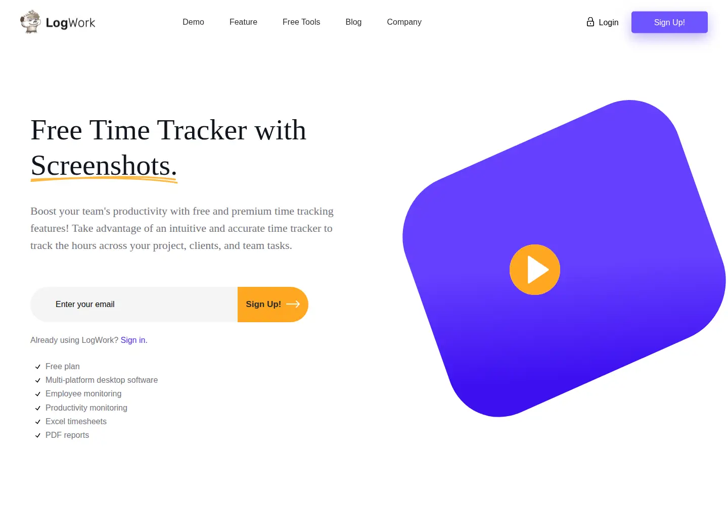 Screenshot of logwork.com