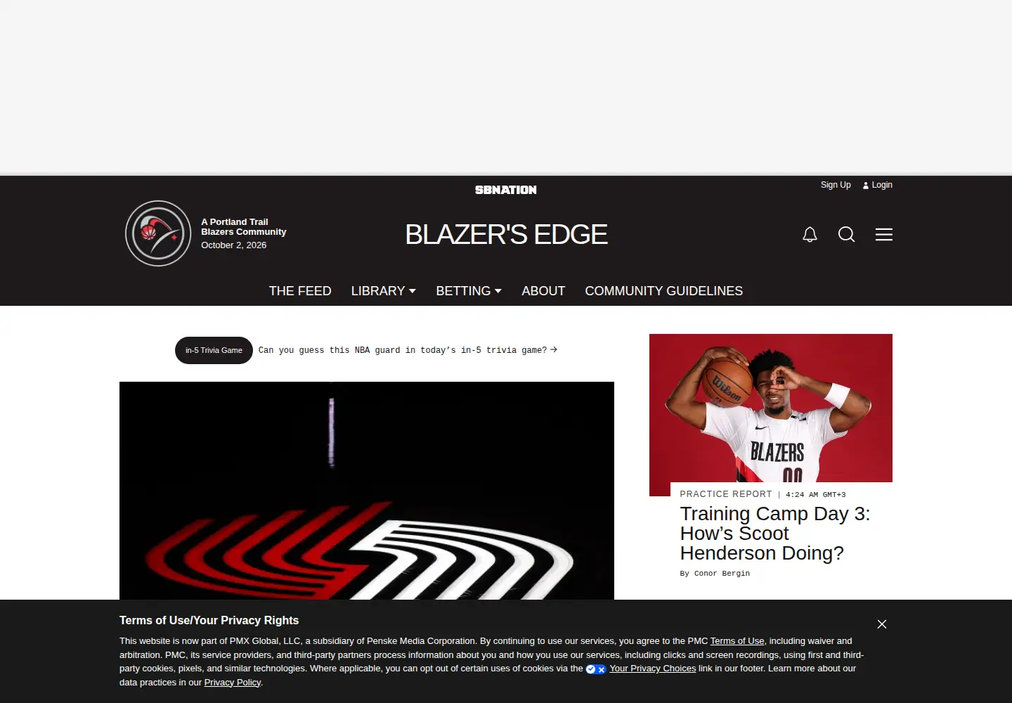 Screenshot of blazersedge.com