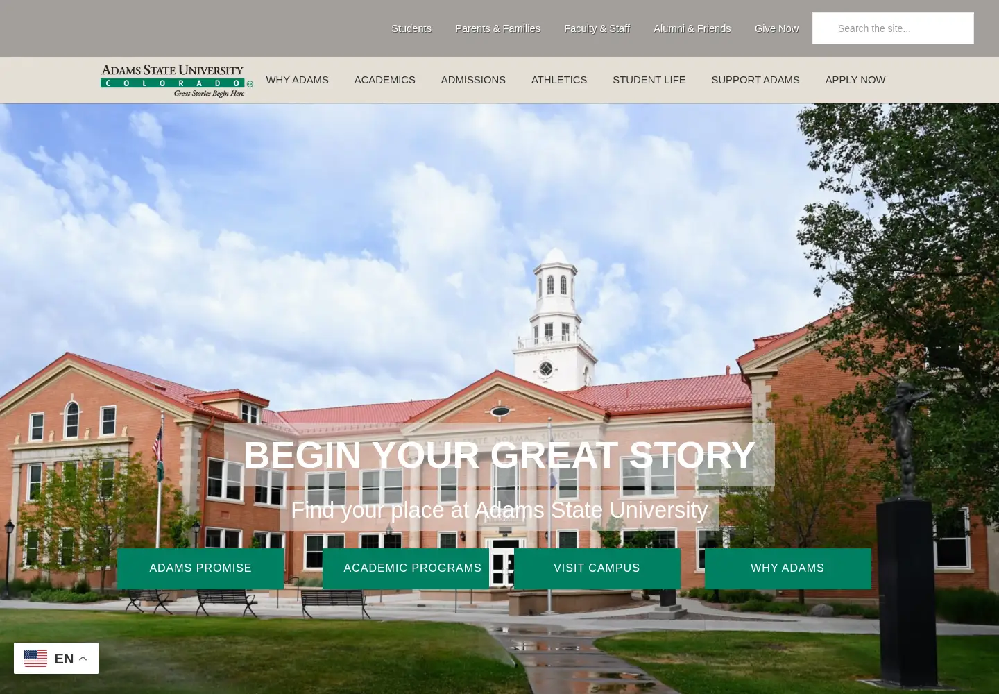 Screenshot of adams.edu