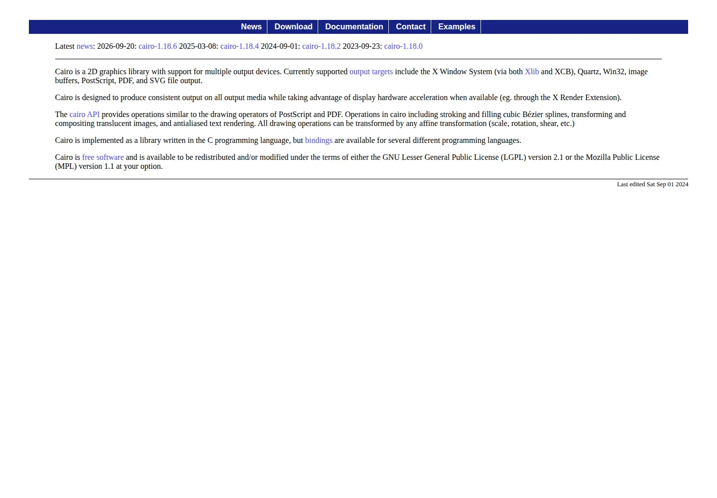Screenshot of cairographics.org