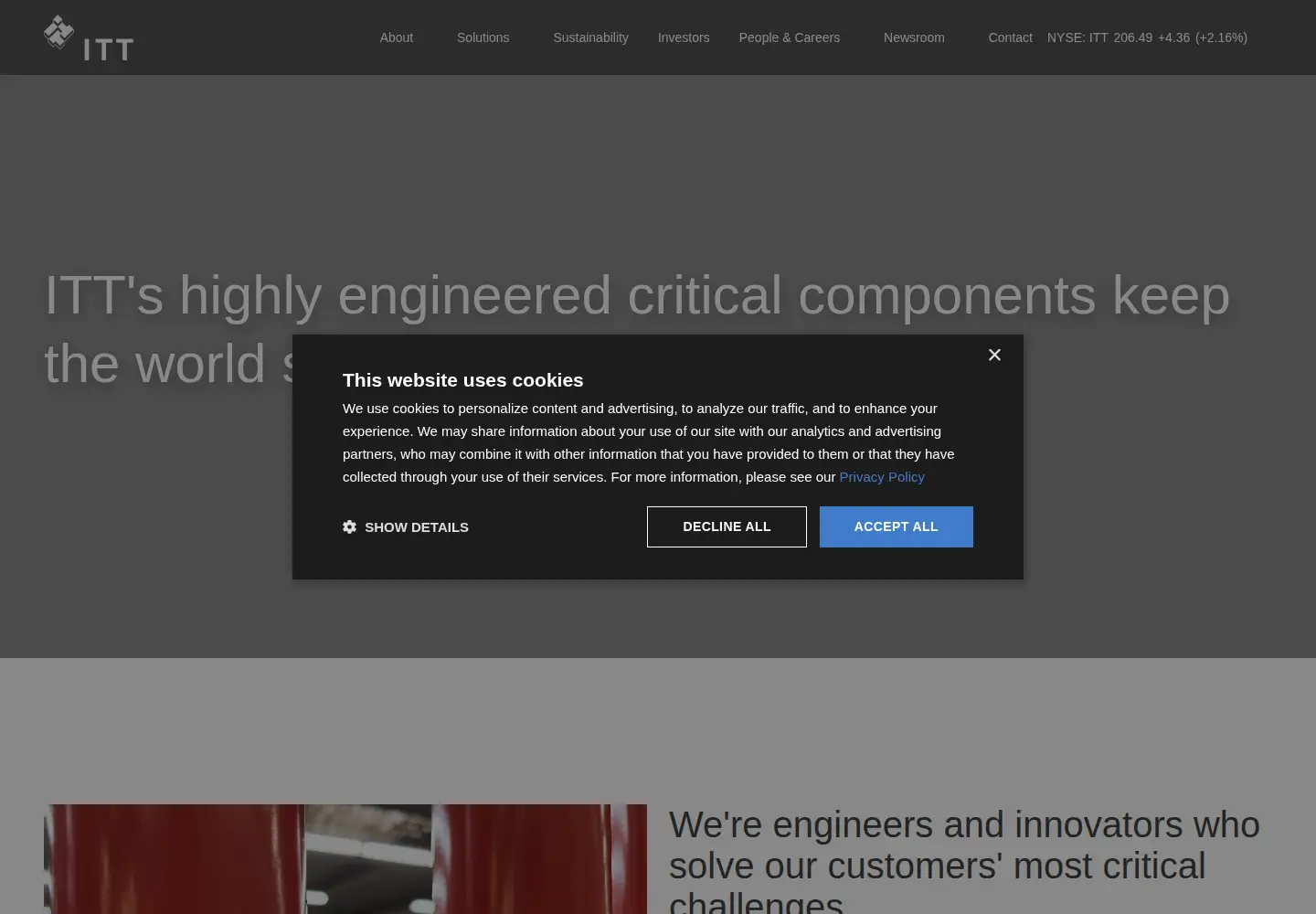 Screenshot of itt.com