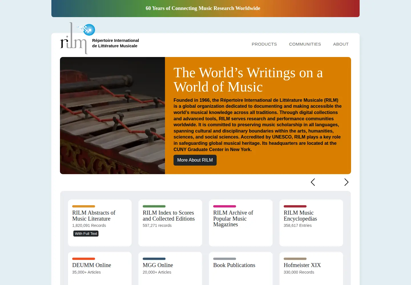 Screenshot of rilm.org