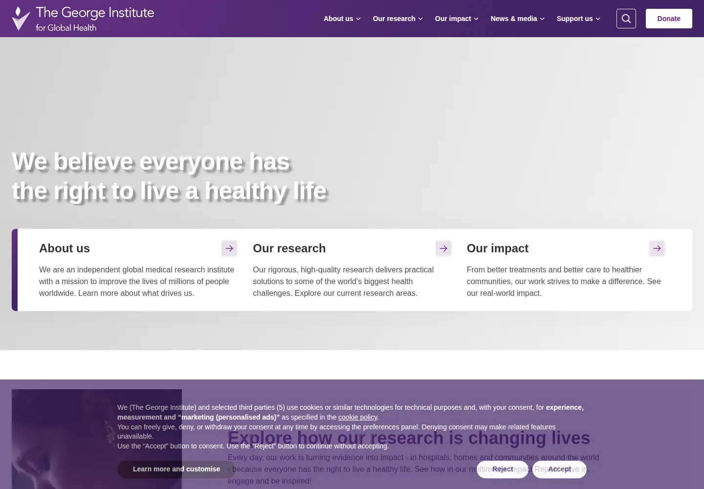Screenshot of georgeinstitute.org