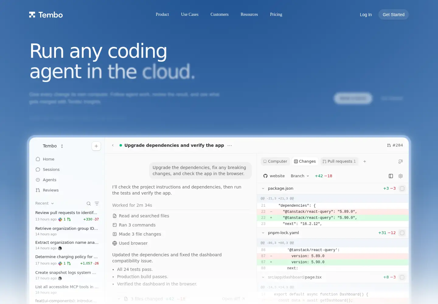 Screenshot of tembo.io