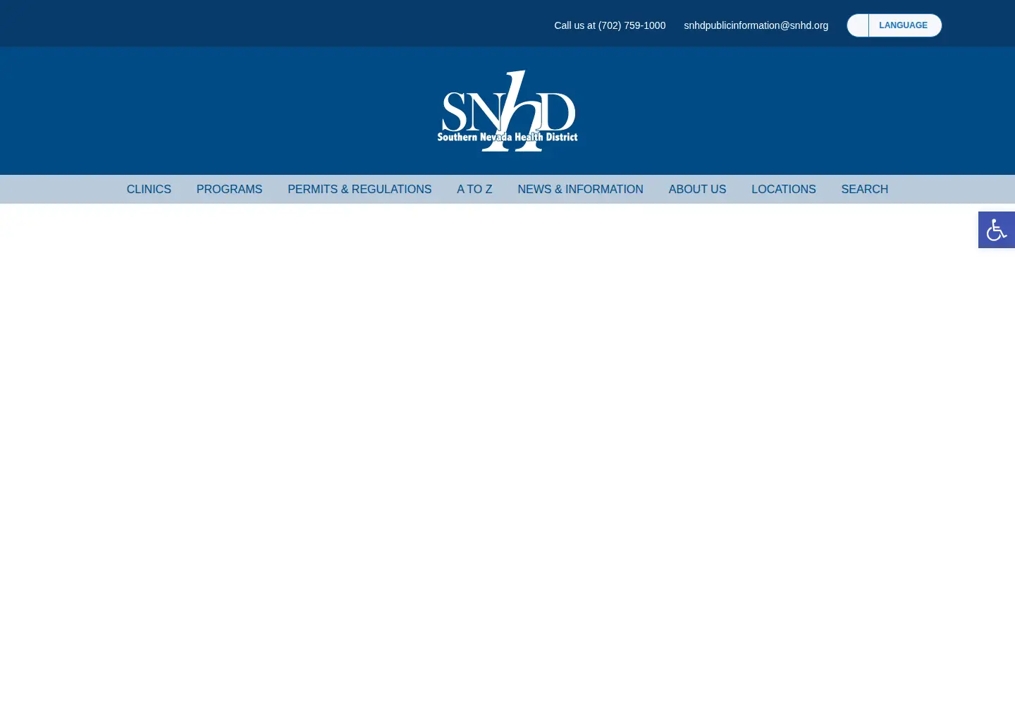 Screenshot of southernnevadahealthdistrict.org