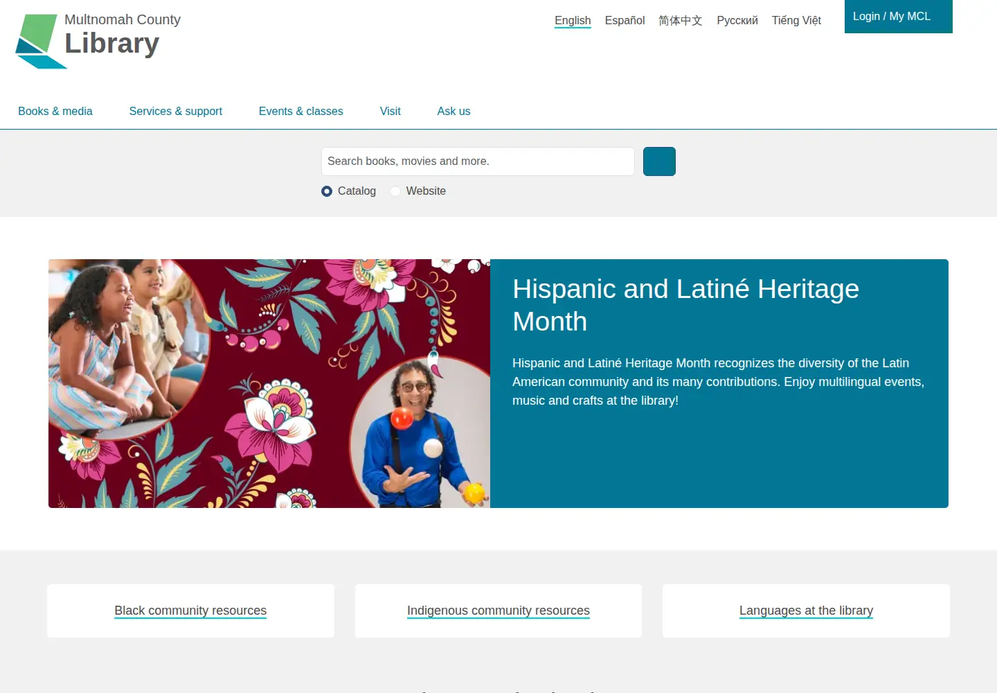 Screenshot of multcolib.org
