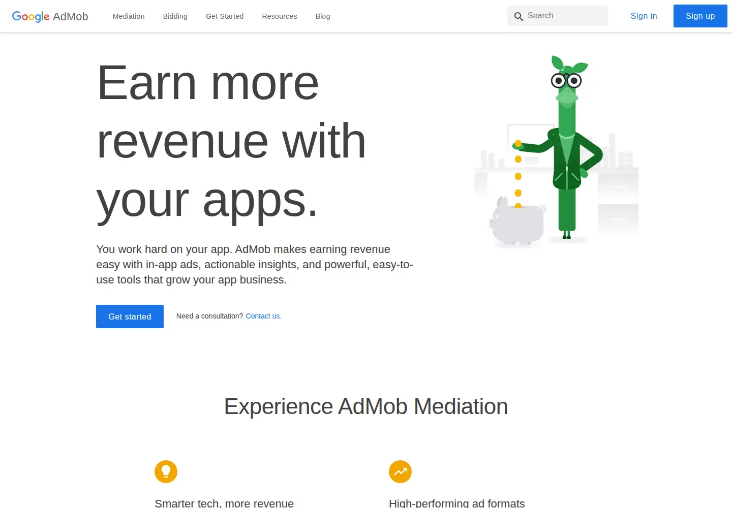 Screenshot of admob.com