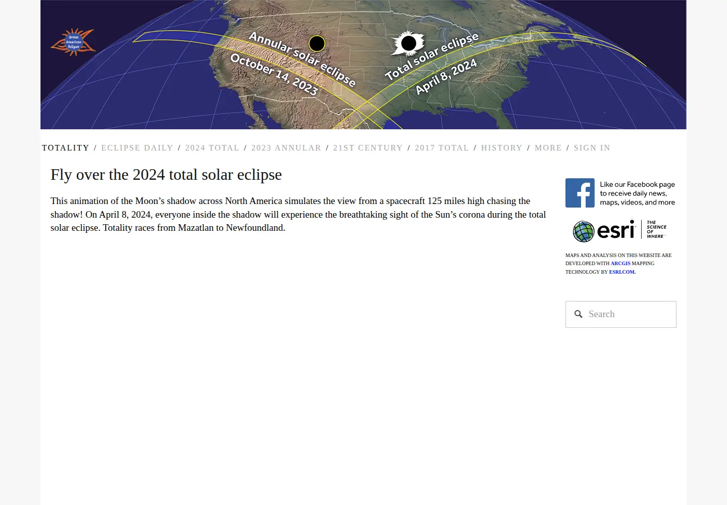 Screenshot of greatamericaneclipse.com