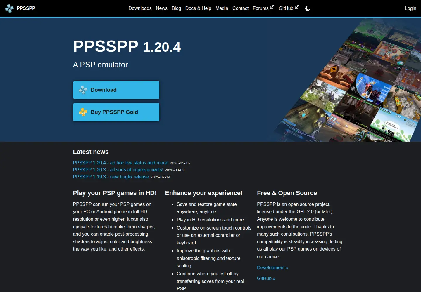 Screenshot of ppsspp.org