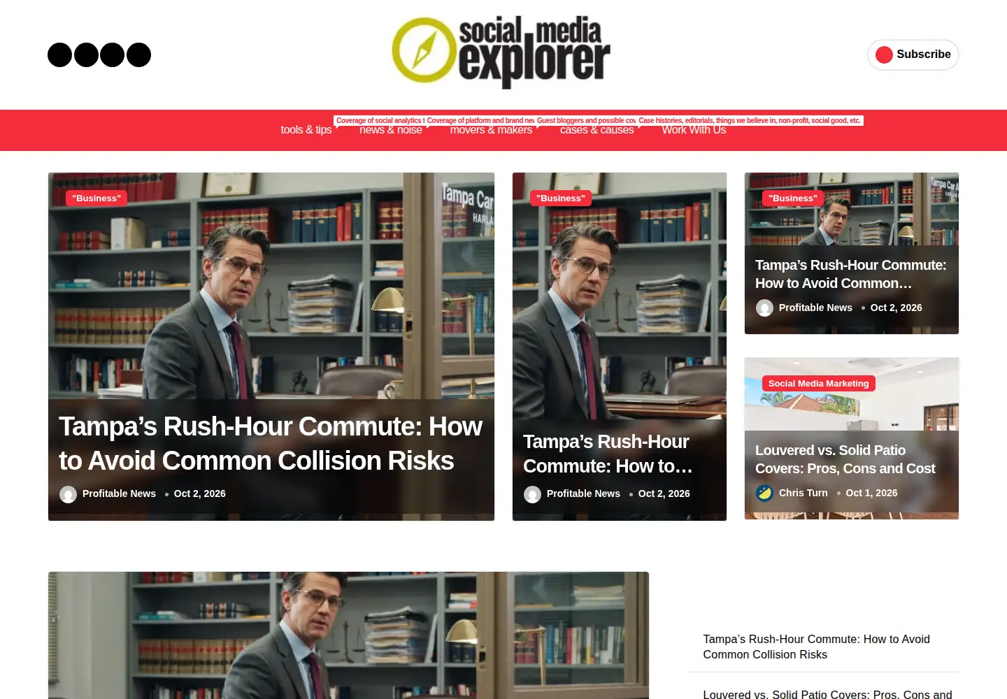 Captured homepage of socialmediaexplorer.com in the current scan