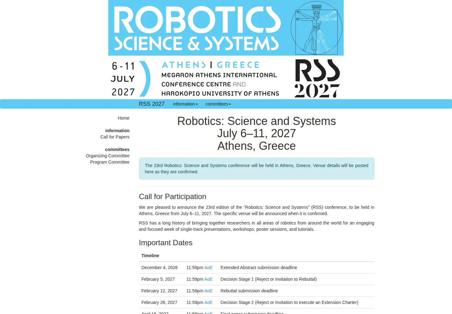 Screenshot of roboticsconference.org
