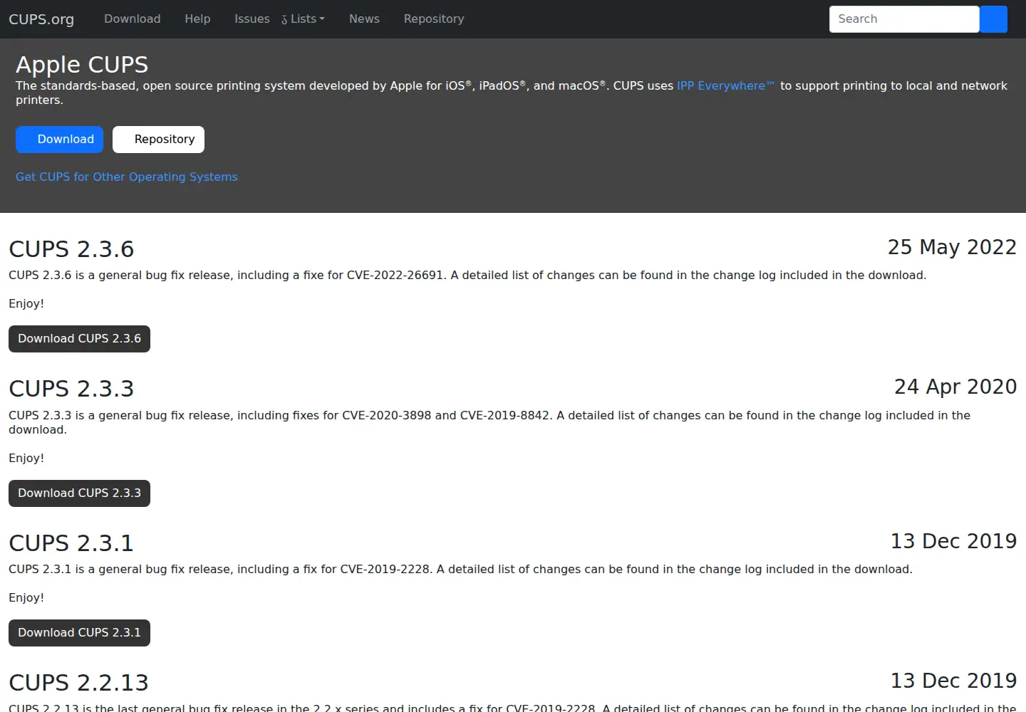 Screenshot of cups.org