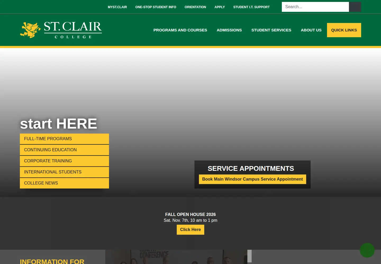 Screenshot of stclaircollege.ca
