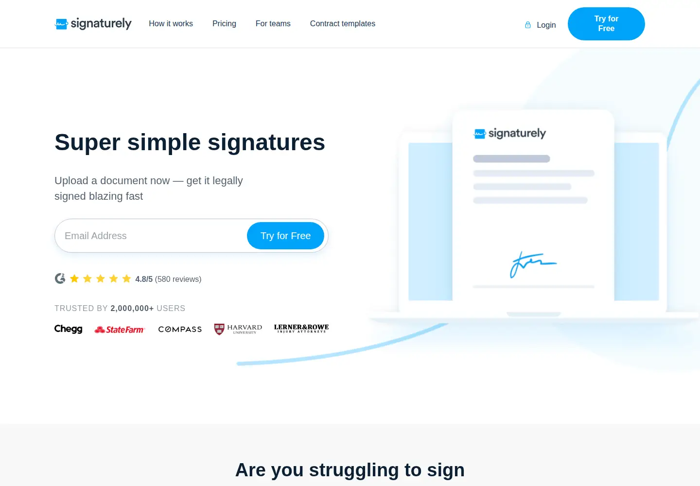 Screenshot of signaturely.com