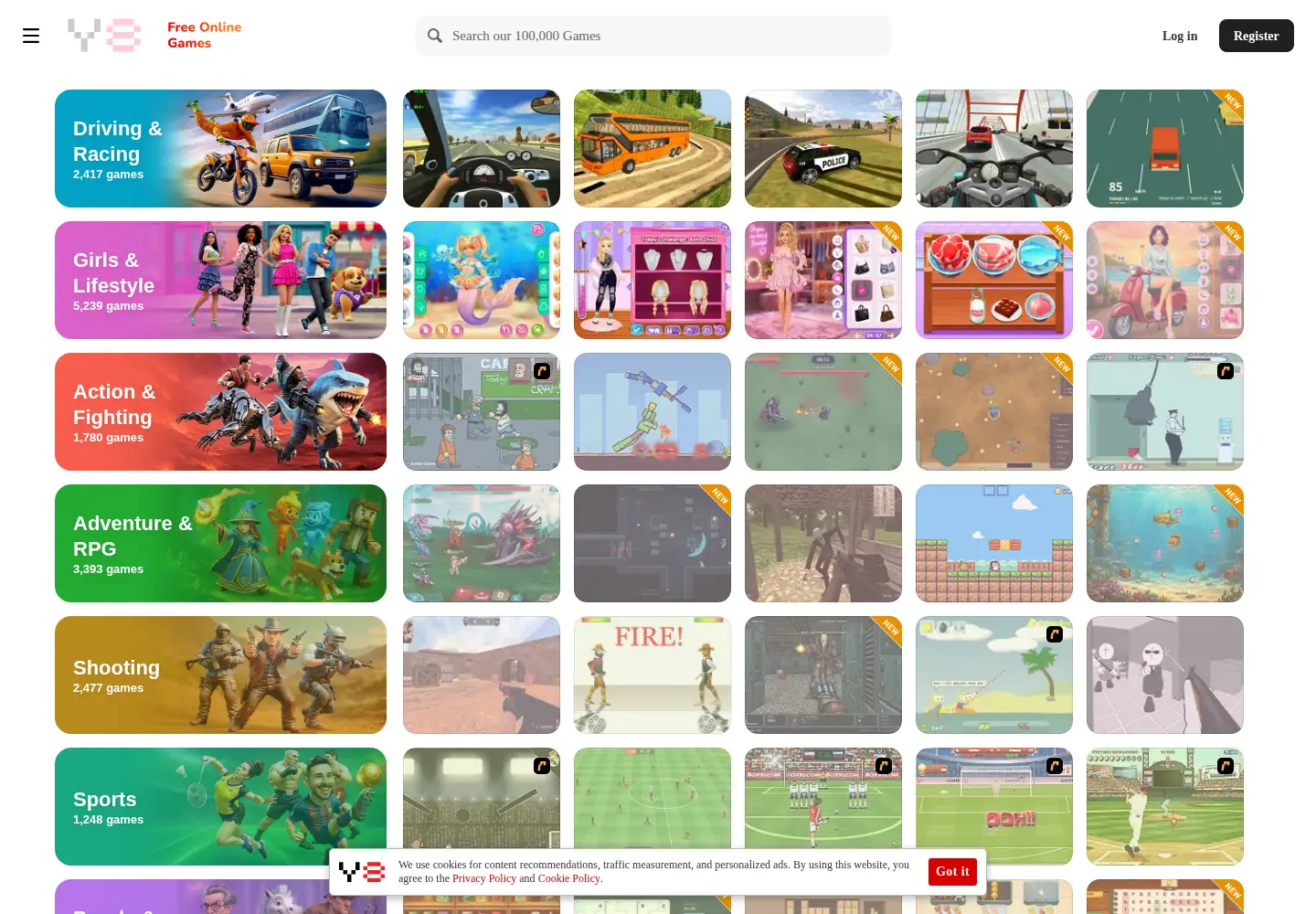 Screenshot of y8.com