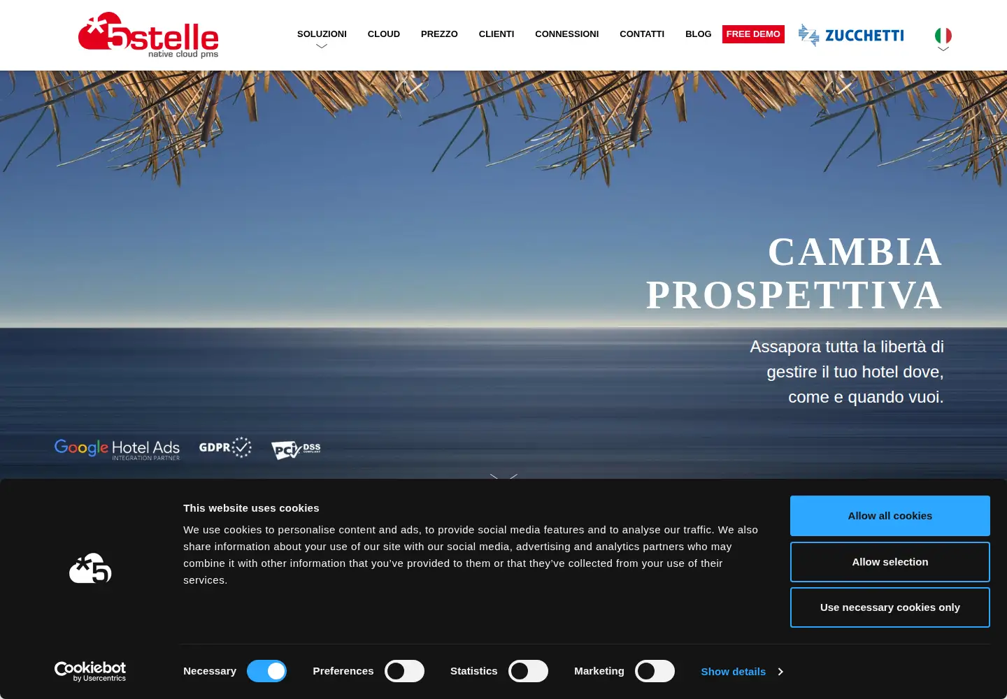 Screenshot of hotelcinquestelle.cloud
