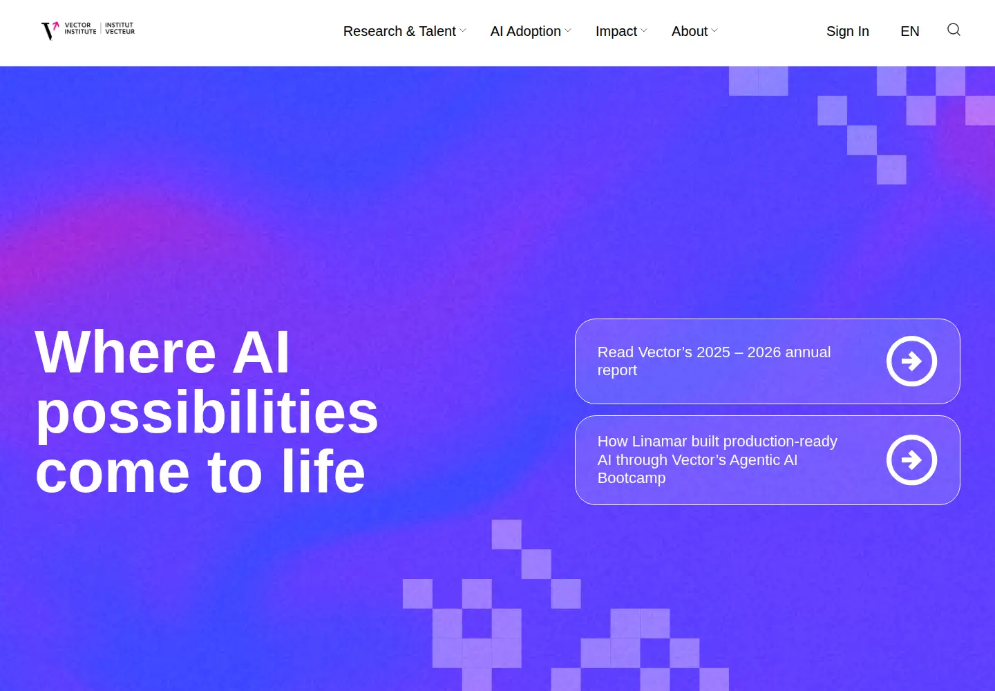 Screenshot of vectorinstitute.ai